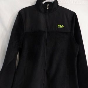 Fila Sport zip up black furry fleece jacket